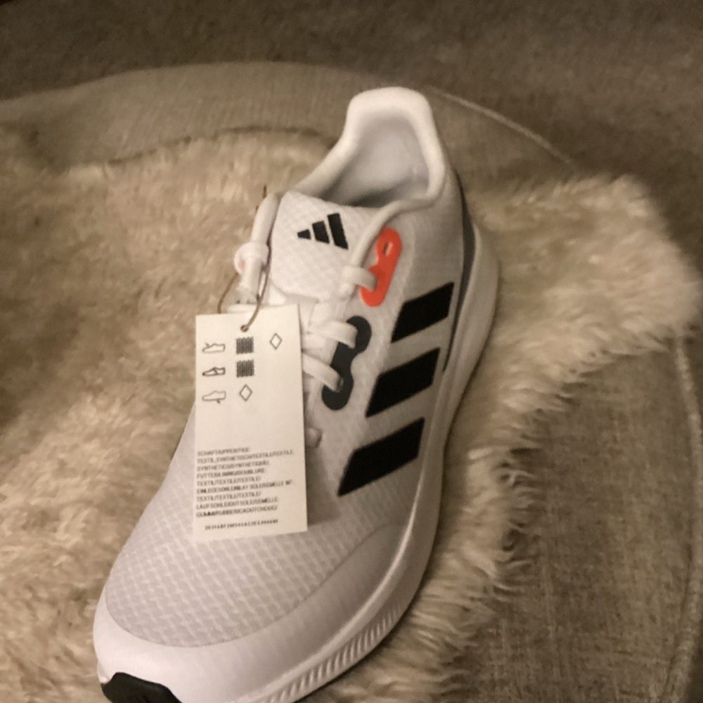 Adidas White and Black Sneakers with Orange Detail